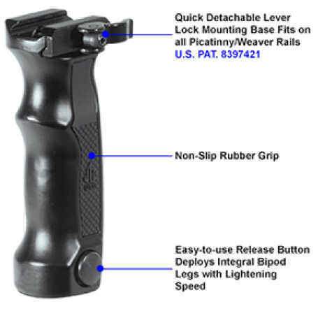 Leapers UTG Combat D Grip with Quick Release Deployable Bipod Md: MNTDG01Q
